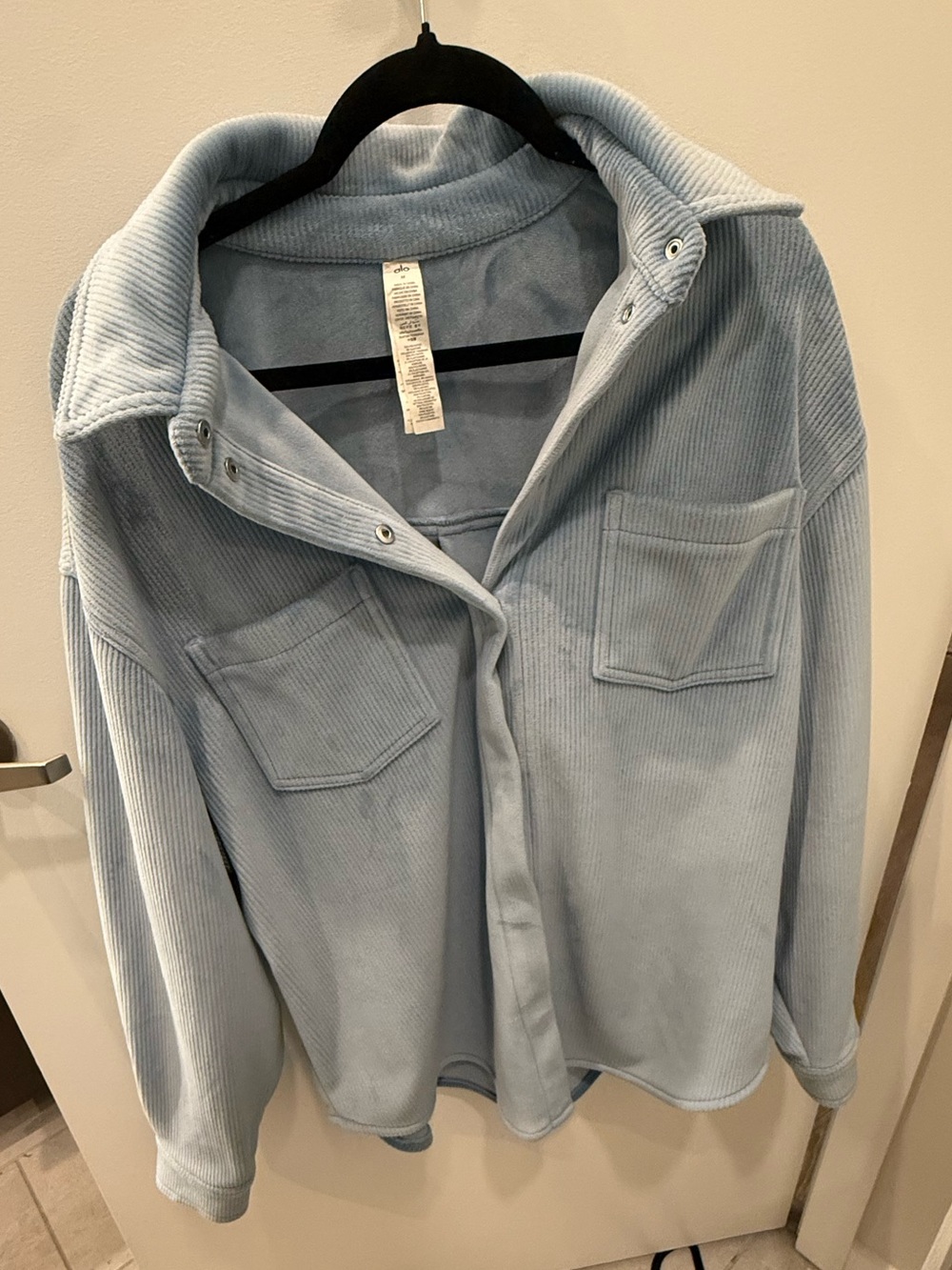 ALO Yoga Ribbed Velour Mountain Side Shacket - Celestial Blue - Size Medium